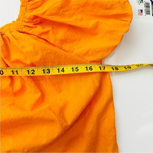 Makie 100% cotton bright orange little girls puff sleeve dress NEW - Picture 10 of 11